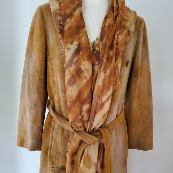 Long CASHMERE wool pea coat trench wrap Med large gray Tan Black beige camel XL - Picture 6 of 11